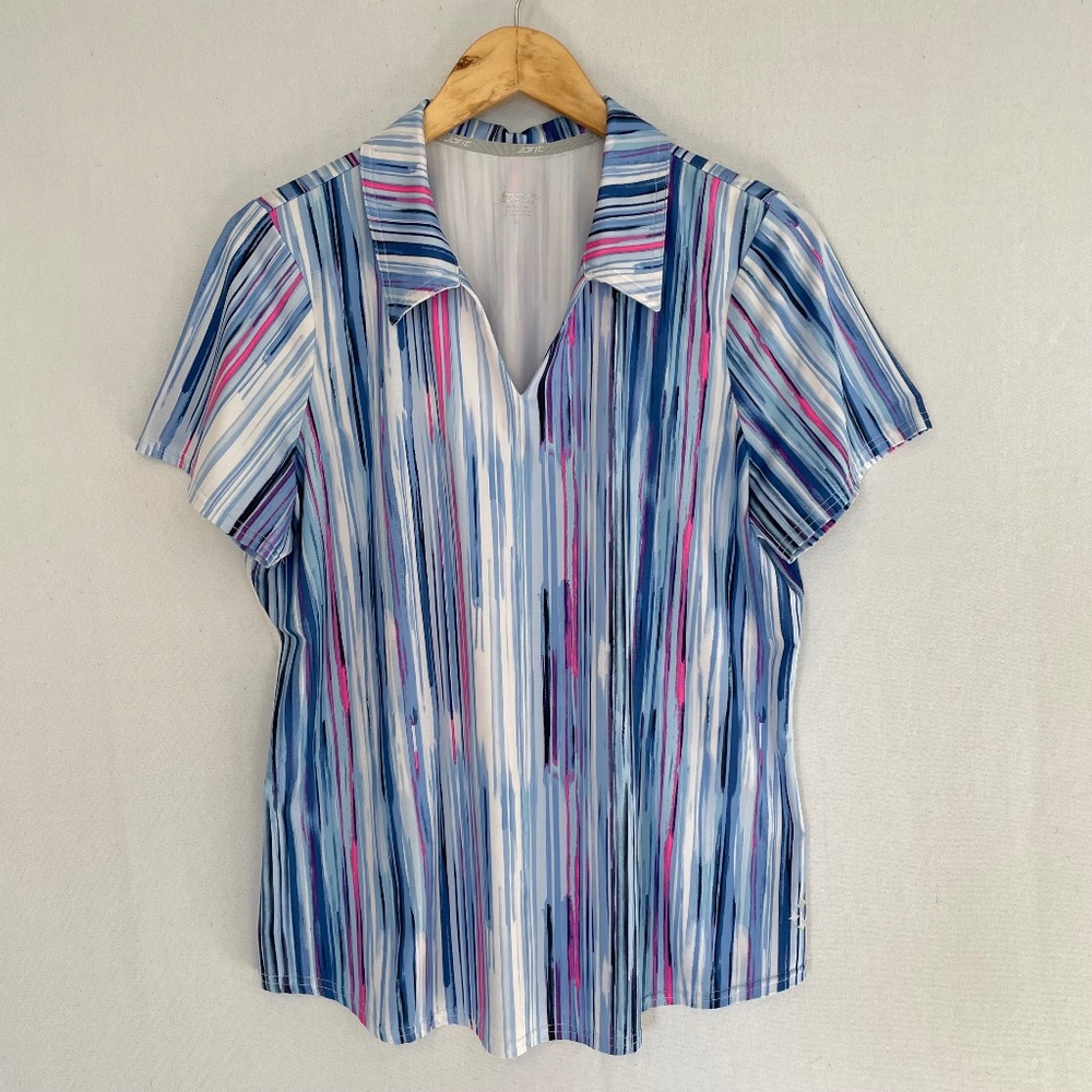 JOFIT Women’s XL Blue & Pink Short Sleeve Collared V-neck Golf Shirt